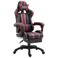 Cadeira de Gaming C/ Apoio Pés Pele Sintética Vermelho Tinto