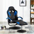 Cadeira Gaming C/ Apoio de Pés Couro Artificial Azul