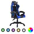 Cadeira Gaming C/ Luzes LED Rgb Couro Artif. Azul/preto