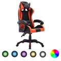 Cadeira Gaming Luzes LED Rgb Couro Artif. Laranja/preto