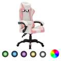 Cadeira Gaming C/ Luzes LED Rgb Couro Artif. Rosa/preto