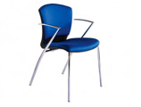 Cadeira Visitante Rocada Confidente Estrutura Cromada com Bracos Forrada em Tecido Anti Fogo Cor Azul 52 X 82 X 56 cm