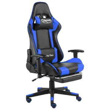 Cadeira de Gaming Giratória com Apoio de Pés Pvc Azul