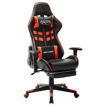 Cadeira Gaming C/ Apoio de Pés Couro Artificial Preto/laranja