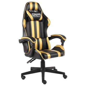 Cadeira Gaming Couro Artificial Preto e Dourado