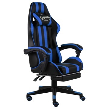 Cadeira Gaming C/ Apoio Pés Couro Artificial Preto/azul