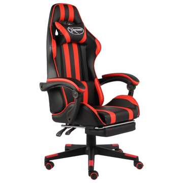 Cadeira Gaming C/ Apoio Pés Couro Artif. Preto/vermelho