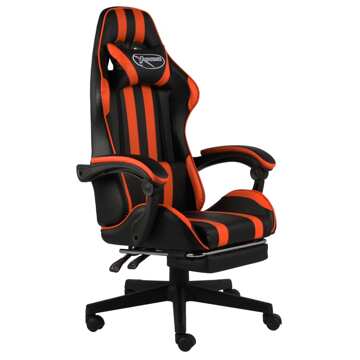 Cadeira Gaming C/ Apoio Pés Couro Artif. Preto/laranja