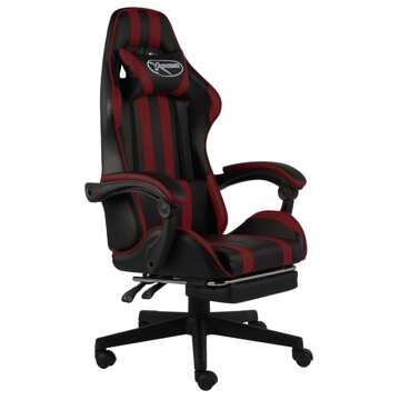 Cadeira Gaming C/ Apoio Pés Couro Artif. Preto/vermelho Tinto