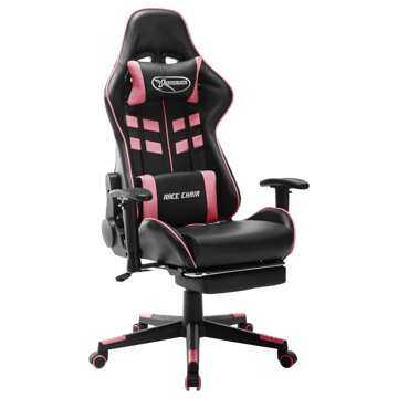 Cadeira de Gaming Couro Artificial Branco e Cor-de-rosa