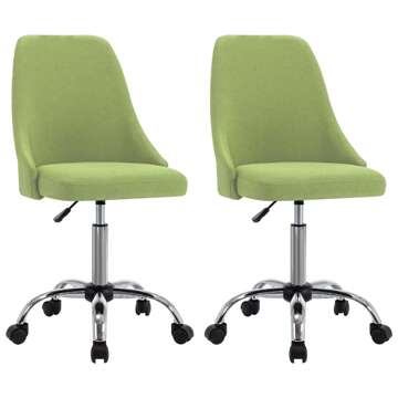 Cadeiras de Escritório com Rodas 2 pcs Tecido Verde