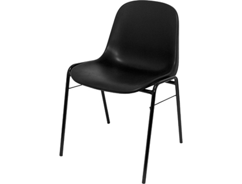 Cadeira Q-connect Alborea Confidente Estrutura Tubo de Metal Preto com Encosto Pvc Ergonomica Preta 77x45x42 cm