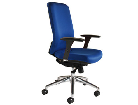 Cadeira de Escritorio Rocada Sistema Sir com Bracos Elevação a Gas Estrutura em Alumínio Tecido Anti Fogo Azul Apoio de
